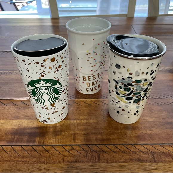 Starbucks Confetti TumblerCup Metallic Modern Gold